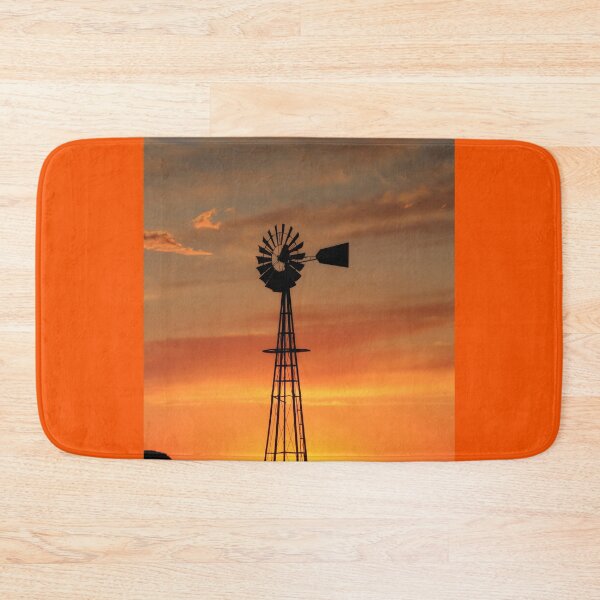 Item preview, Golden Sunset with a Windmill Silhouette with clouds designed and sold by ROBERTDBROZEK.