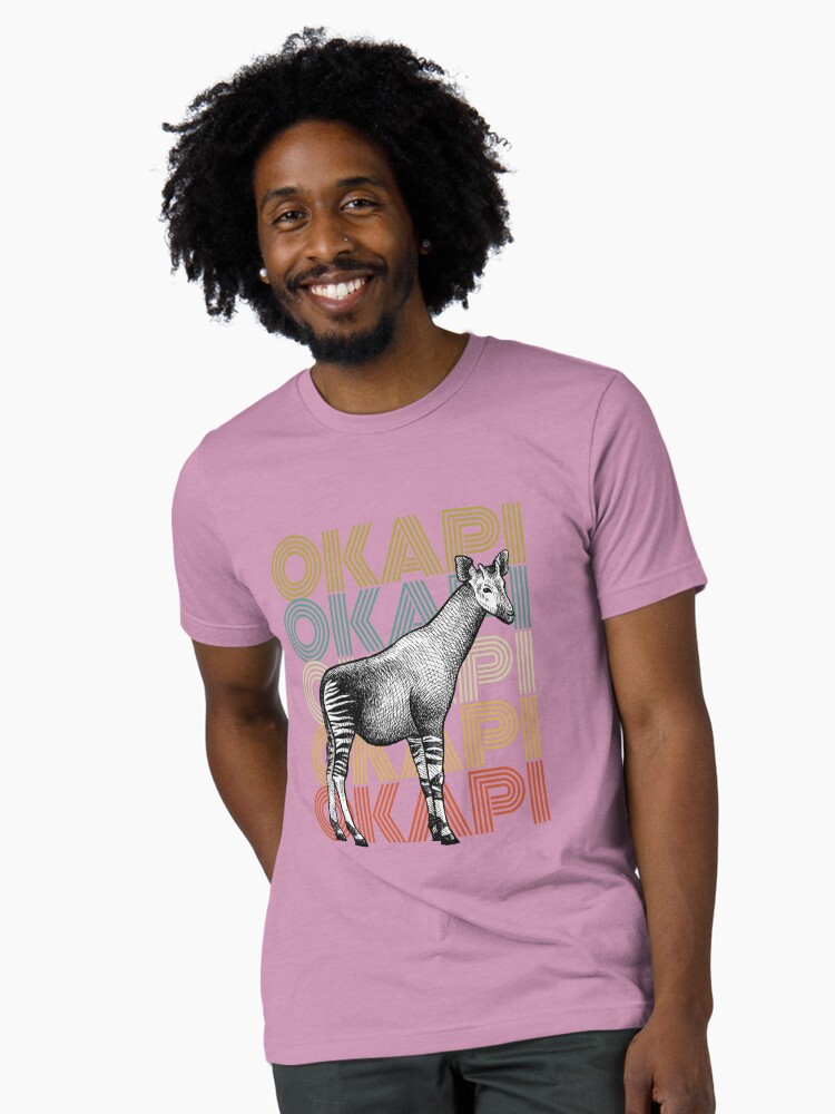 Thumbnail 1 of 7, Tri-blend T-Shirt, Vintage Okapi - Congolese Giraffe - Save the Okapi designed and sold by Bangtees.