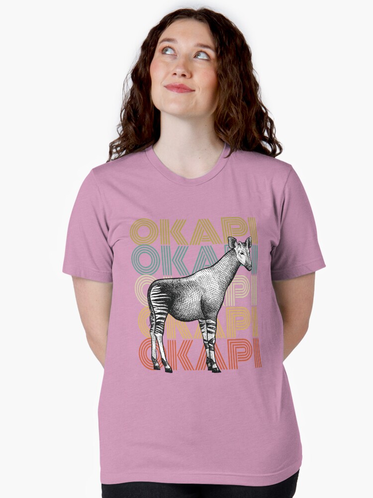 Thumbnail 2 of 7, Tri-blend T-Shirt, Vintage Okapi - Congolese Giraffe - Save the Okapi designed and sold by Bangtees.