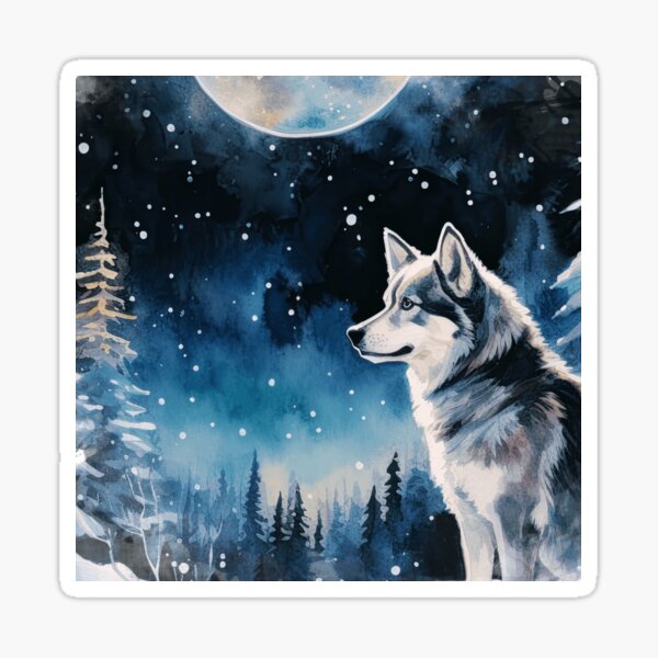 Item preview, Siberian Husky Forest Night designed and sold by TheAnimalZ00.