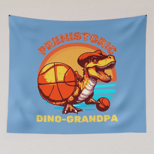 Item preview, Vintage Funny Prehistoric Dino-Grandfather Comboy Dinosaur Basketball designed and sold by jteart.