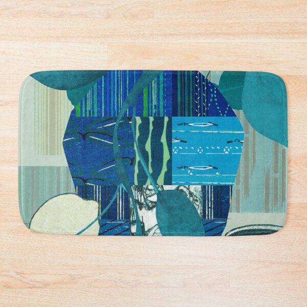 Item preview, Abstract Still Life Collage Vase with Teacups and Citrus, Teal, Lime, and Indigo No.372024-02 designed and sold by MirabiliaMagpie.