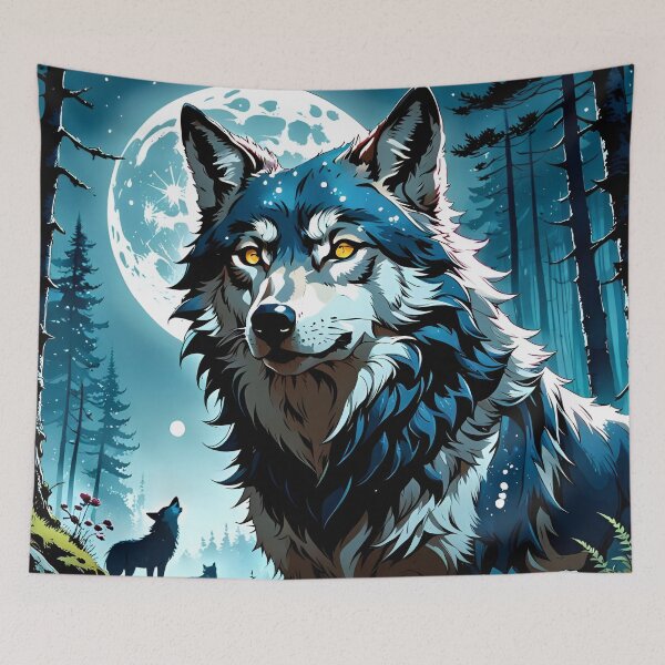 Item preview, Wolf and the moon designed and sold by BansheeTales.