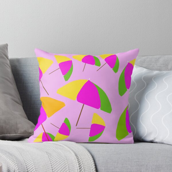 Item preview, Copy of Colorful beach Umbrellas - Hand-drawn Repeating Pattern on Pink Background hex code #02b9ed designed and sold by Victoria Rose.
