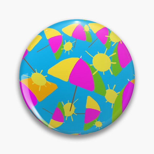 Item preview, Colorful beach Umbrellas and Sunshine on Blue Background - Hand-drawn Repeating Pattern on Blue Background hex code #02b9ed designed and sold by Victoria Rose.
