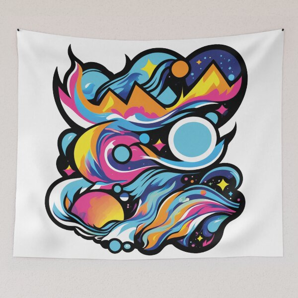 Item preview, Colorful mountains and stars fantasy art designed and sold by Ink-Kreativ.
