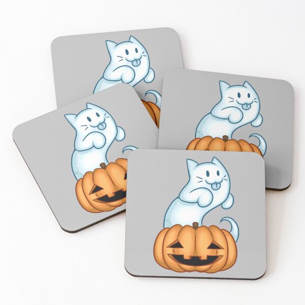 Item preview, Ghost Cat and Pumpkin Friend designed and sold by BluekittieArts.