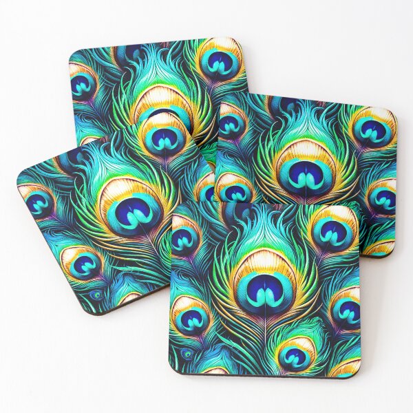 Item preview, Vibrant Green and Blue Peacock Feather Pattern designed and sold by CritterManiaUK.