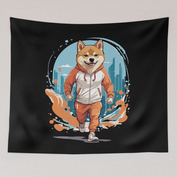 Item preview, Shiba Dog Streetwear Jogging Aesthetic Fitness designed and sold by LuminOrb.