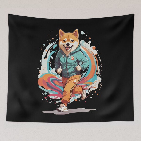 Item preview, Shiba Dog Streetwear Jogging Aesthetic Fitness designed and sold by LuminOrb.