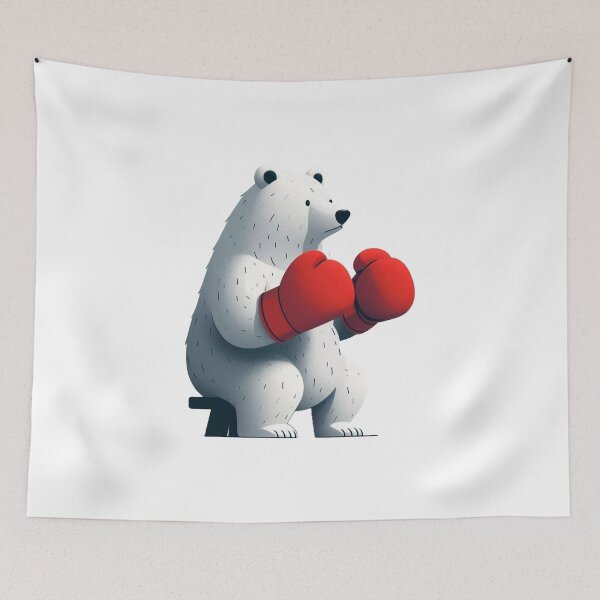 Item preview, Red Gloves Boxing White Bear on a Chair  designed and sold by Martial-Art-23.
