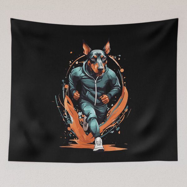 Item preview, Doberman dog streetwear jogging aesthetic designed and sold by LuminOrb.