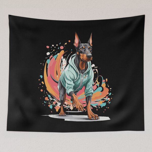 Item preview, Doberman dog streetwear jogging aesthetic designed and sold by LuminOrb.