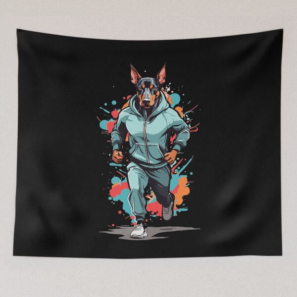Item preview, Doberman dog streetwear jogging aesthetic designed and sold by LuminOrb.