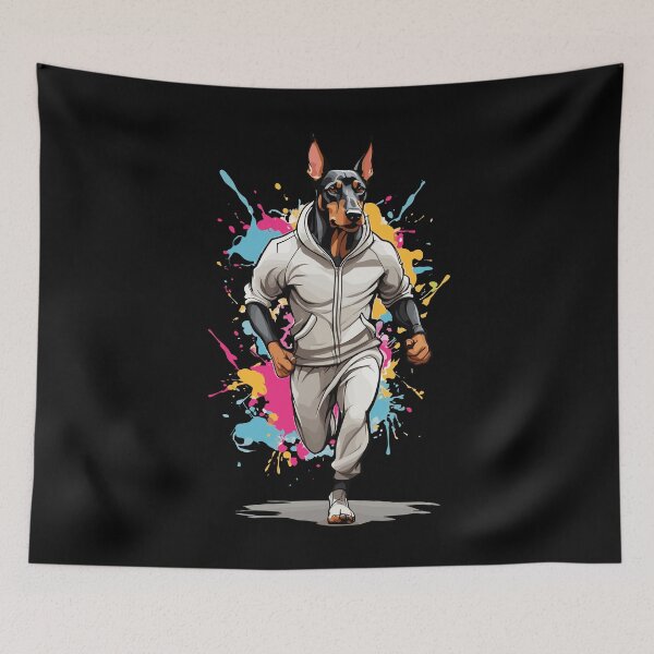Item preview, Doberman dog streetwear jogging aesthetic designed and sold by LuminOrb.