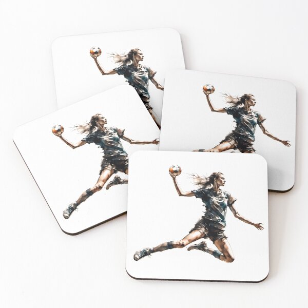 Item preview, watercolor silhouette of a woman handball player designed and sold by ranker666.