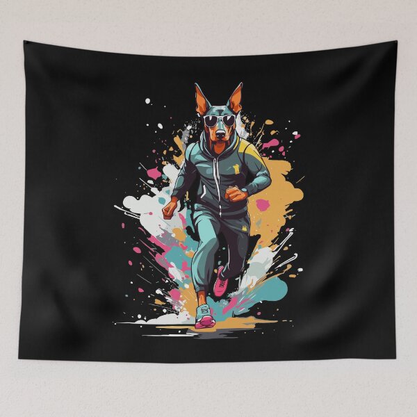 Item preview, Doberman dog streetwear running design designed and sold by LuminOrb.