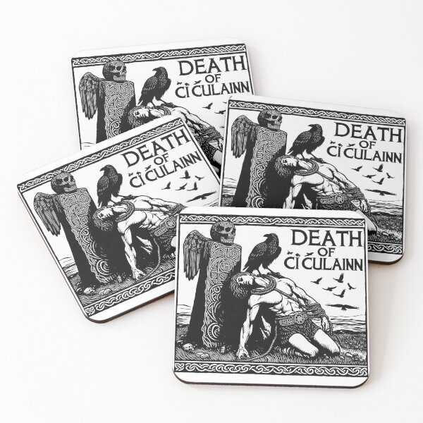 Item preview, Lino Print depicting the death of Cu Culainn. designed and sold by lorcagrimes.
