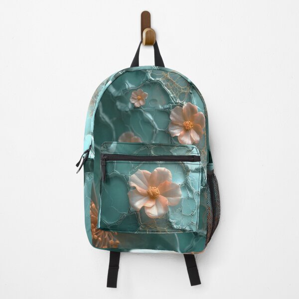 Item preview, Pepper green cracked paint texture and peach fuzz flowers designed and sold by Fantasyplus.