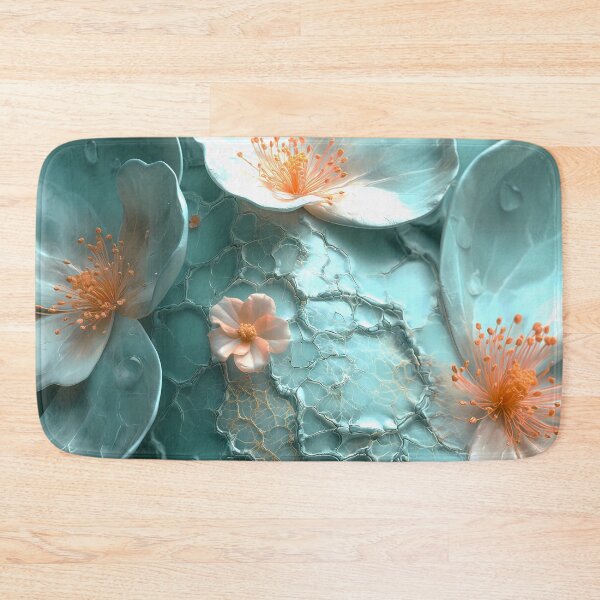 Item preview, Pepper green cracked paint texture and peach fuzz flowers designed and sold by Fantasyplus.