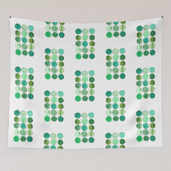 Aperçu de l'œuvre Aquarelle abstraite originale et moderne points verts créée et vendue par AquaMindSet.