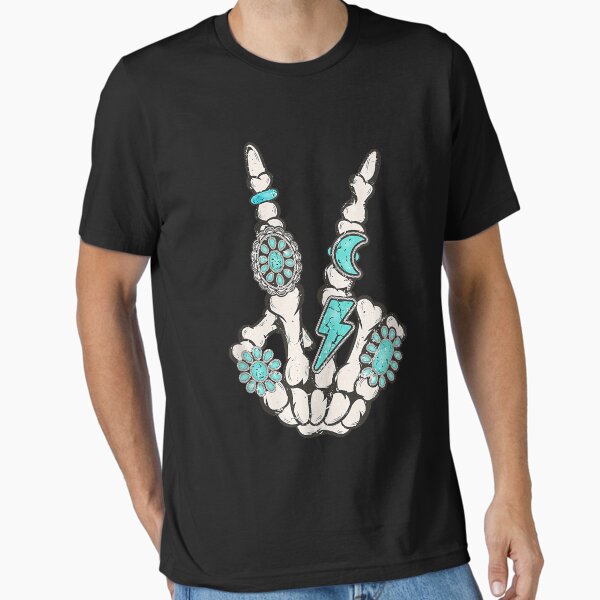 Item preview, Skeleton Turquoise Art Western Rock On Skeleton American Rodeo Tee Goth Skeletons Grim Reaper Gift Halloween Cowboy designed and sold by Brandonantley.