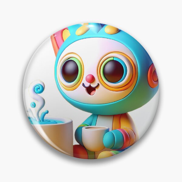Item preview, Cute Whimsical Cat with Coffee - Vibrant Fantasy Creature Art Print designed and sold by aiart-cutegirl.
