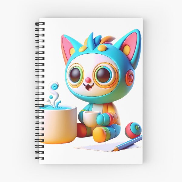 Item preview, Cute Whimsical Cat with Coffee - Vibrant Fantasy Creature Art Print designed and sold by aiart-cutegirl.