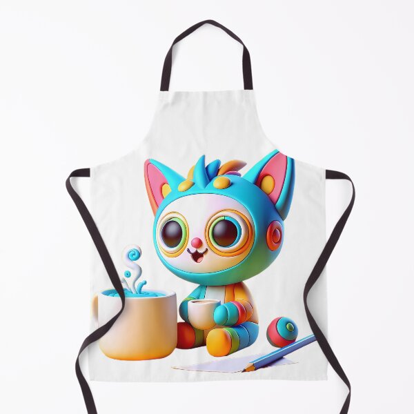 Item preview, Cute Whimsical Cat with Coffee - Vibrant Fantasy Creature Art Print designed and sold by aiart-cutegirl.