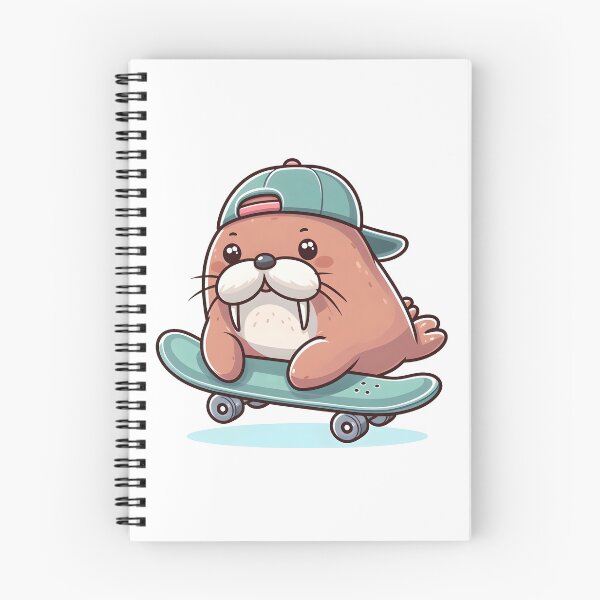 Item preview, Kawaii Walrus With Backwards Cap Riding A Skateboard designed and sold by CanvasCutie.