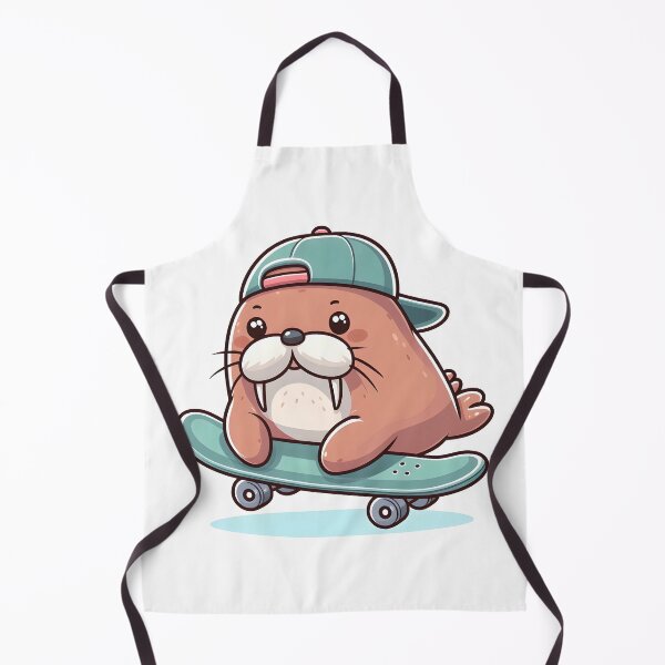 Item preview, Kawaii Walrus With Backwards Cap Riding A Skateboard designed and sold by CanvasCutie.