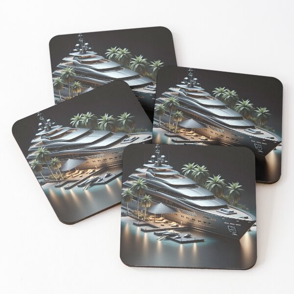 Item preview, Silver Yacht: Exclusive Tropical Atmosphere Art designed and sold by ByDigitalDream.