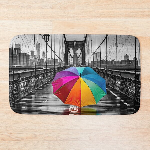 Item preview, Rainbow Umbrella on Brooklyn Bridge designed and sold by Elisabeth Lucas.