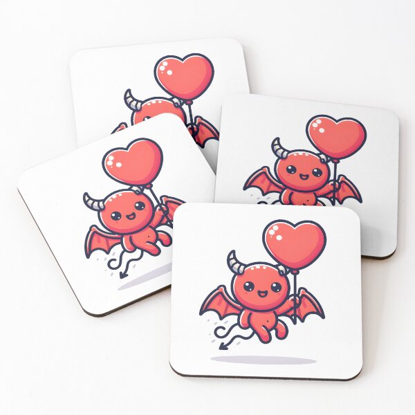 Item preview, Kawaii Demon With Heart-Shaped Balloon designed and sold by CanvasCutie.
