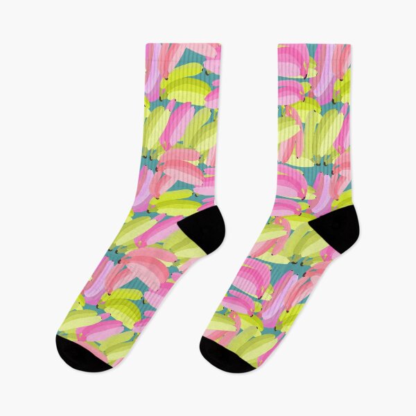 Item preview, Yellow and Pink Bananas on Green Background - Hand-drawn Repeating Pattern designed and sold by Victoria Rose.