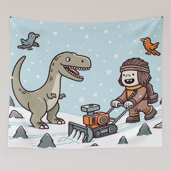 Item preview, Snow Blower Adventure of Dinosaur and Boy designed and sold by zzz888.