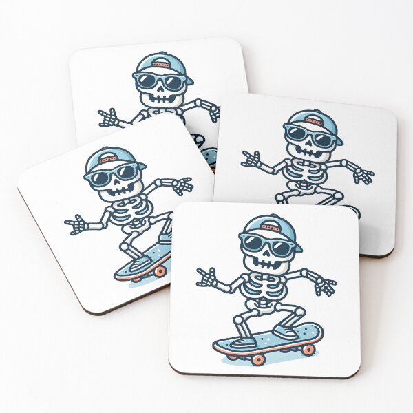 Item preview, Kawaii Skeleton Skateboarding With Cool Sunglasses designed and sold by CanvasCutie.