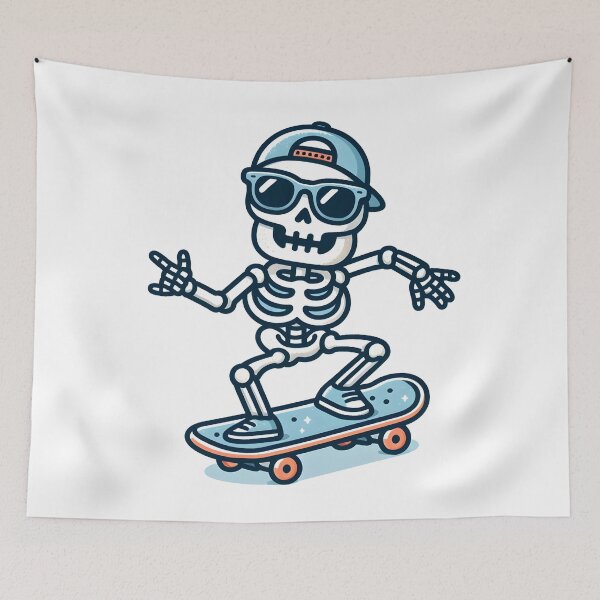 Item preview, Kawaii Skeleton Skateboarding With Cool Sunglasses designed and sold by CanvasCutie.