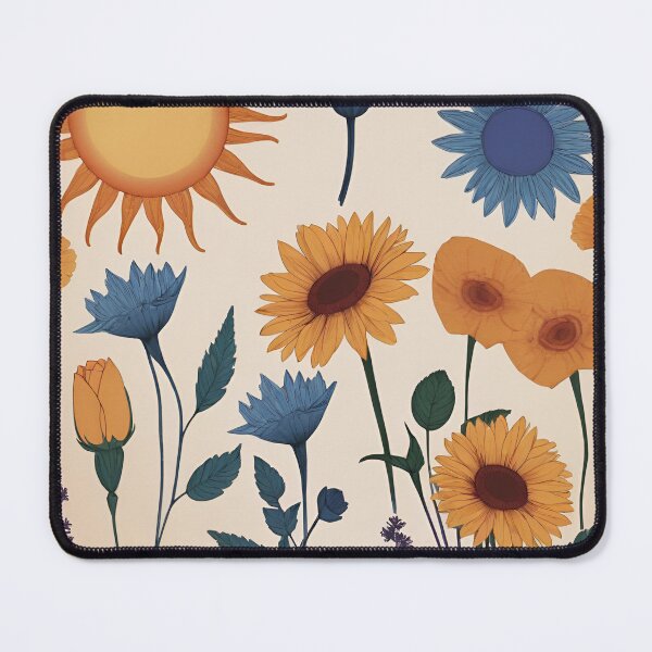 Item preview, RogerPattern - "Radiant Florals: Sunny Yellow and Blue Floral Delight" designed and sold by RogerPattern.