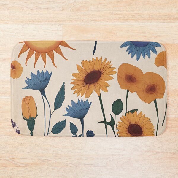 Item preview, RogerPattern - "Radiant Florals: Sunny Yellow and Blue Floral Delight" designed and sold by RogerPattern.