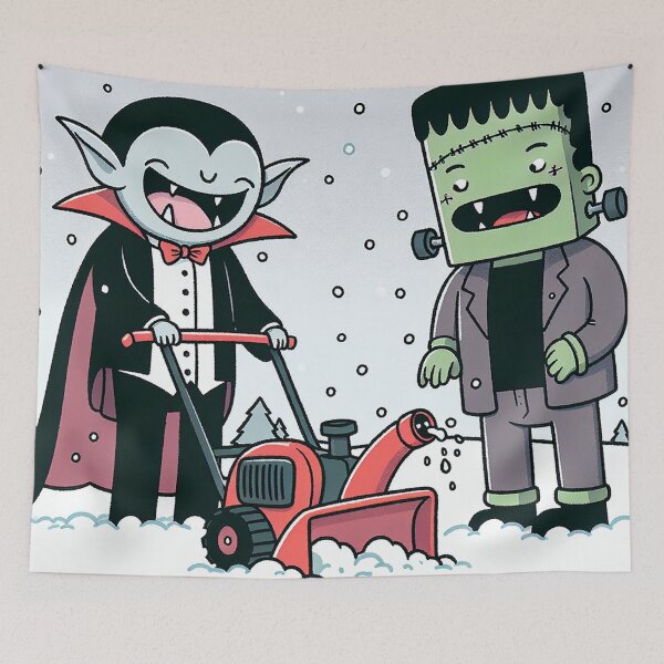 Item preview, Snow Blower Adventure of Vampire and Frankenstein designed and sold by zzz888.