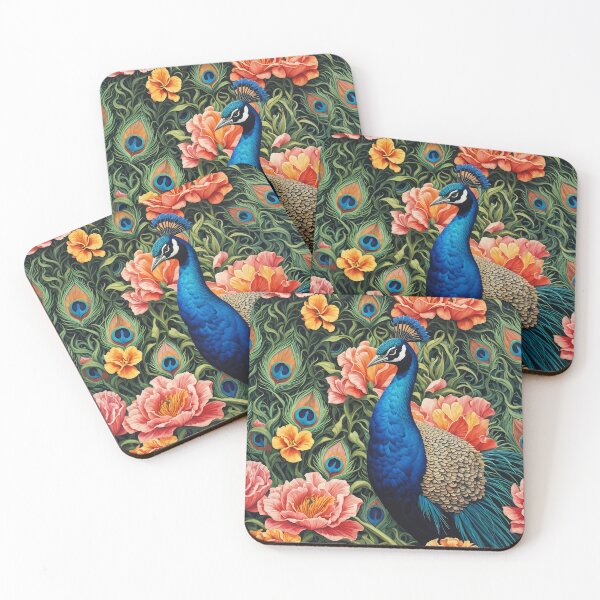 Item preview, Decorated Peacock and Flower in Tropical Forest designed and sold by the-cc.