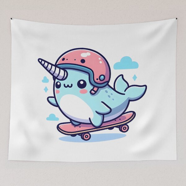 Item preview, Kawaii Narwhal: A Skateboard And Helmet designed and sold by CanvasCutie.