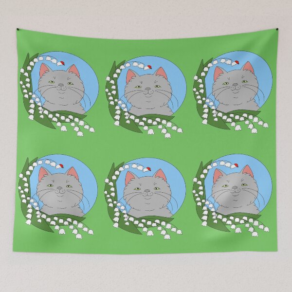 Item preview, Cute Cat and Lilies of the Valley designed and sold by HugSomeNettles.