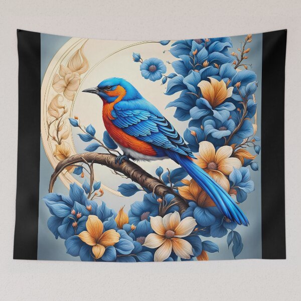 Item preview, Blue Bird and Flowers, Ai Generated Art  designed and sold by ACC .