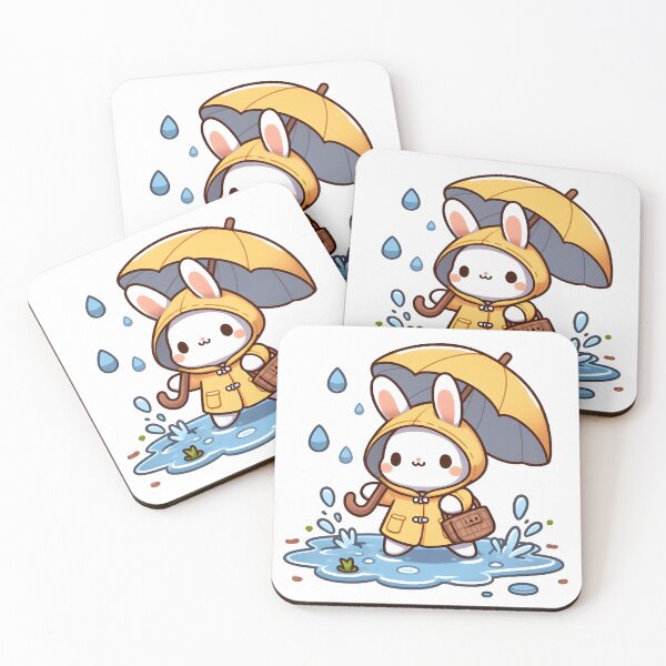 Item preview, Kawaii Bunny: Raincoat And Umbrella designed and sold by CanvasCutie.