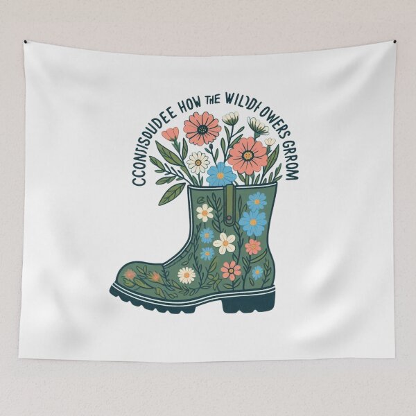 Item preview, Consider How The Wildflowers Grow - Cute Flowers Inside A Boot designed and sold by Empiredesigner3.