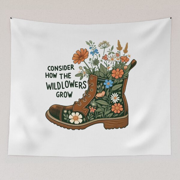 Item preview, Consider How The Wildflowers Grow - Cute Flowers Inside A Boot designed and sold by Empiredesigner3.