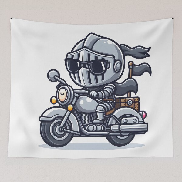 Artikelvorschau, Kawaii Ritter auf Motorrad entworfen und verkauft von CanvasCutie.