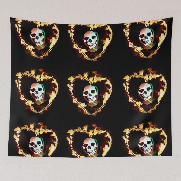 Item preview, SKULLS IN A HEART SURROUNDED BY FIRE designed and sold by inarausch2023.